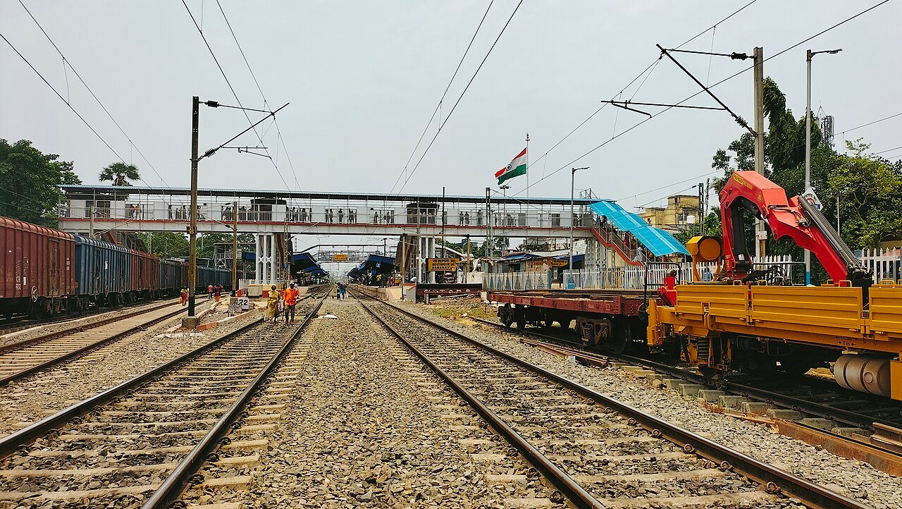 Barasat Junction railway station and bustling retail high street in North 24 Parganas