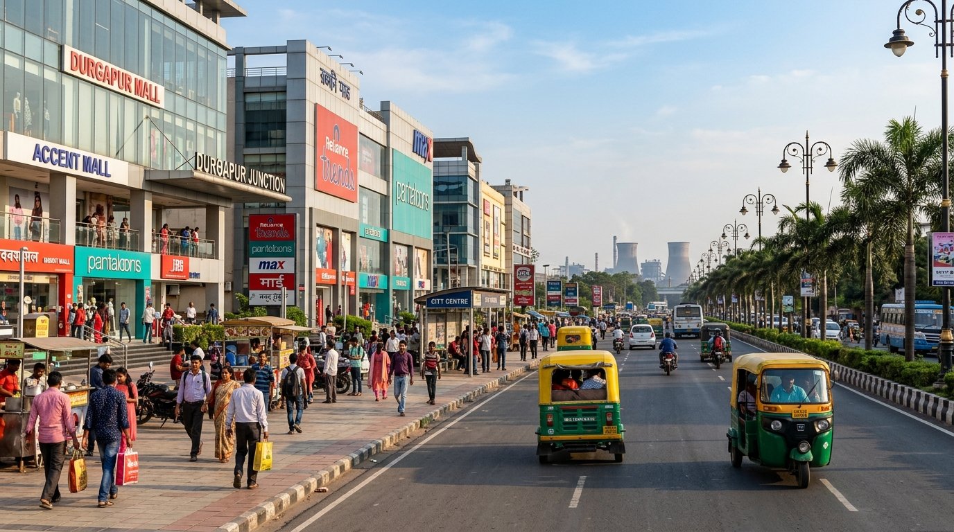 Durgapur City Centre commercial avenue and modern shopping zone in Paschim Bardhaman